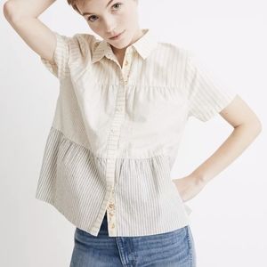 Madewell Stripe-Mix Seamed Button-Down Shirt S